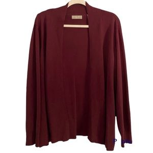 Kate Hill Merlot Open Front Cardigan 2x